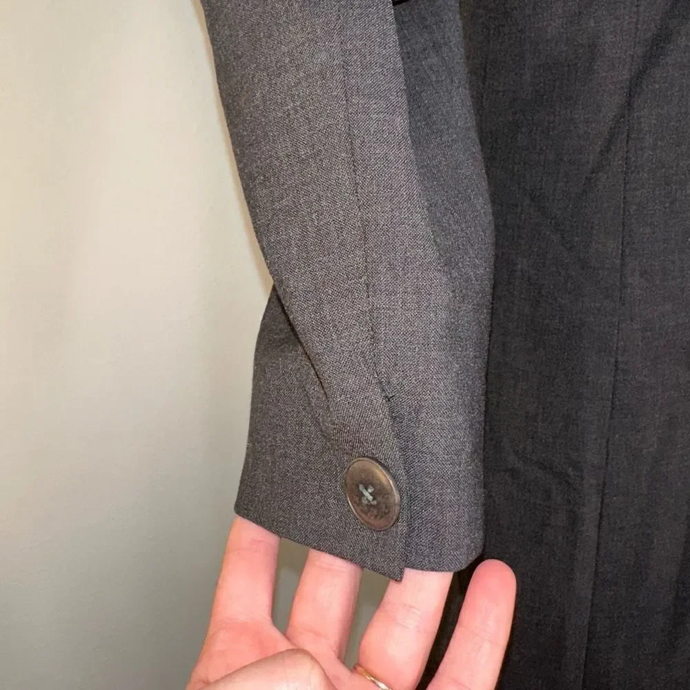 Liz Claiborne Collection Wool Blend Charcoal Gray Blazer Coat‎ Modest Career